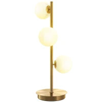 Lampada da tavolo con 3 paralumi a sfera, base in acciaio stabile, portalampada G9, 24 x 24 x 53 cm, Ottone