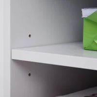 Mobiletto per Stampante in Legno con 4 Ruote, Mensola Regolabile e Piano per CPU, Bianco