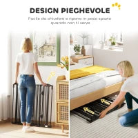 Cancellino per Cani Pieghevole in Acciaio con Chiusura Automatica, 202.5x2x76cm, Nero