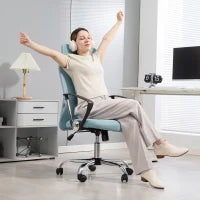 Sedia Ergonomica da Ufficio Girevole, Altezza Regolabile e Schienale a Rete, 63x65x109-119 cm, Verde Chiaro