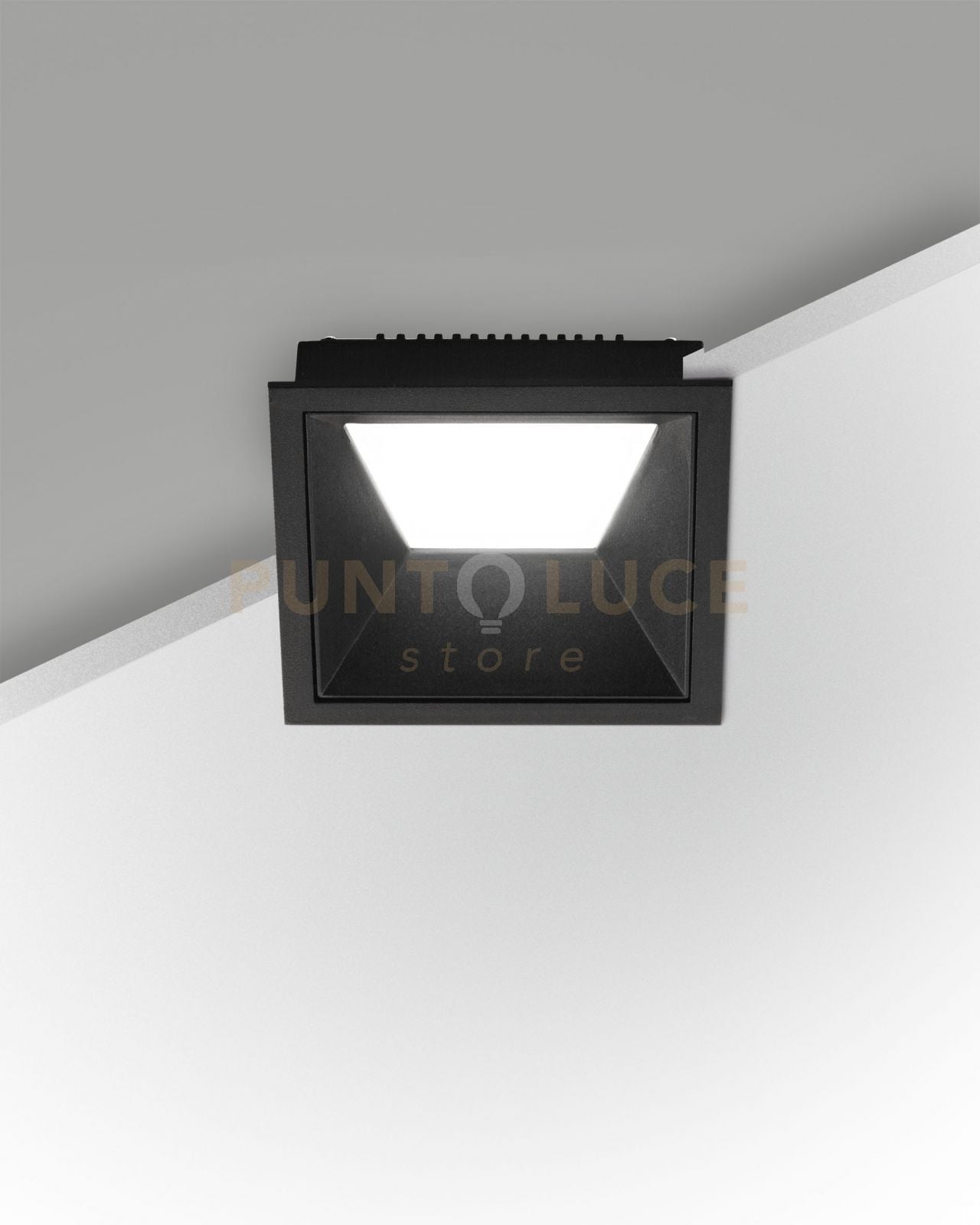 KRIS FARETTO INCASSO QUADRATO ASIMMETRICO NERO 3000K 930LM 8W DIMMERABILE