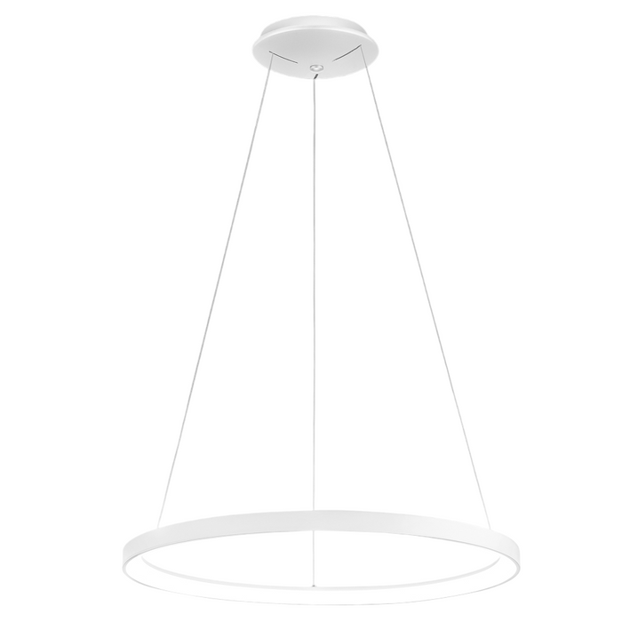 Krizia - Lampada a sospensione led 60W dimmerabile - 4800lm, luce calda 3000K, anello bianco opaco, diffusore opale, d.80 cm, IP20