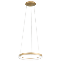 Krizia - Lampada a sospensione led 30W dimmerabile - 2300lm, luce calda 3000K, anello oro spazzolato, diffusore acrilico, d. 40 cm, IP20