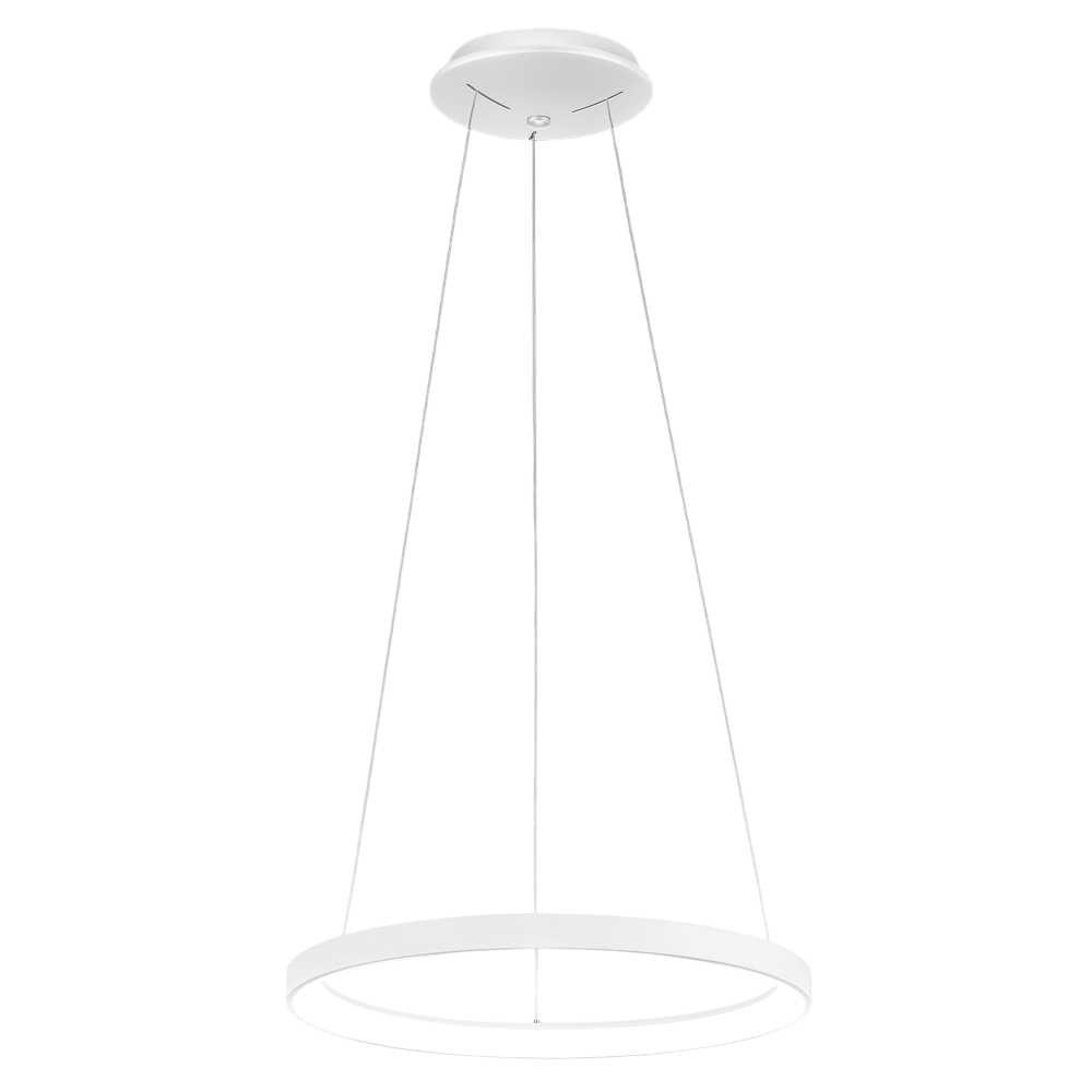 Krizia - Lampada a sospensione led 30W dimmerabile - 2300lm, luce calda 3000K, anello bianco opaco, diffusore acrilico, d. 40 cm, IP20