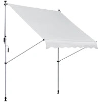 Tenda da Sole da Esterno 2x1.5m a Rullo con Manovella, Altezza e Angolazione Regolabile, Bianco