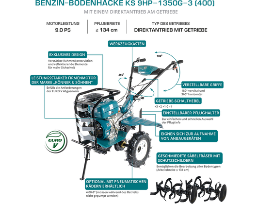 Motozappa a benzina KS 9HP-1350G-3 (400)