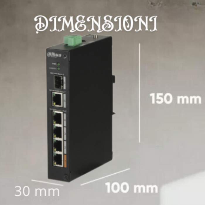 Switch di rete industriale 4 porte poe + 1 sfp + 1 uplink 1000mbps