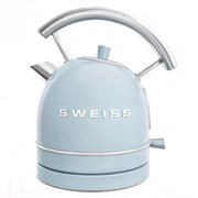 Bollitore vintage SWEISS KTL6 1,8L con base girevole a 360°C, 2200W, azzurro
