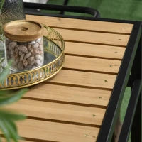 Carrello da Giardino per Barbecue con 2 Ripiani e 3 Ganci in Legno e Metallo, 107 x 65 x 80 cm, Nero e Color Naturale