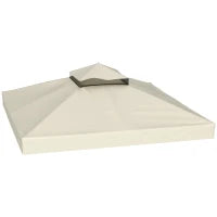 Copertura per Gazebo da Giardino 3x3m, Tetto Sostitutivo UPF30+ a 2 Livelli in Poliestere, Crema
