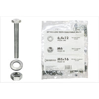 Kit viti testa esagonale M6 x 16 + dadi + rondelle - 200 pz.