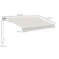 Tenda da Sole 3x2 m a Bracci, Regolabile 5°-35° in Alluminio e Poliestere, Bianco Crema