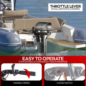 Kundan - Motore Marino Fuoribordo a Benzina 4 Tempi 246cc 9.9 Hp Gambo Lungo per Gommoni Barche da Pesca