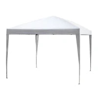Gazebo Pieghevole con Corde e Picchetti da Giardino Tessuto Oxford 2.95x2.95M Bianco