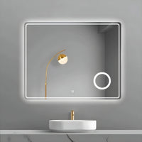 Specchio 5mm rettangolare smussato cornice led interruttore touch lente *** misure 100x60 cm, tonalità standard 6000...