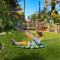 Altalena per Bambini da 3-8 Anni da Giardino Ø100cm e Corde Regolabili, Blu