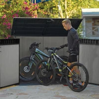 Porta Attrezzi da Giardino Grande Store, 2020L, Effetto Legno Spazzolato, Grigio, 190,5x109,3x132,5H cm