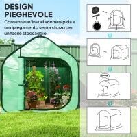 Serra a Casetta Pieghevole con Ingresso a Cerniera, in Acciaio e PE, 150x148x148 cm, Verde