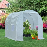 Serra da Giardino a Tunnel Per Piante in PE con Tubi in Ferro, Bianco, 250x200x200cm