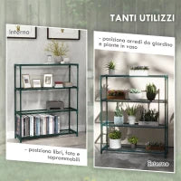 Scaffale Porta Piante a 4 Livelli da Esterno e Interno in Acciaio, 89x28x107cm, Verde