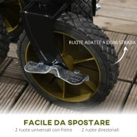 Carrello da Giardino 125L Pieghevole con Maniglia e 5 Sacche, 108x55x93 cm, Verde