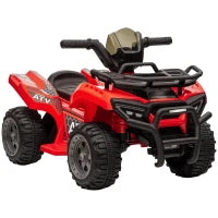 Quad Elettrico per Bambini con Batteria Ricaricabile 6V, Pulsante Acceleratore, Età 18-36 Mesi, 70x42x45cm, Rosso