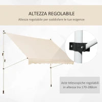 Tenda da Sole a Bracci 3x1.5m con Manovella e Struttura Telescopica, Beige