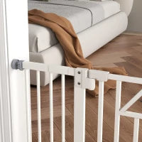 Cancelletto per Cani taglia Piccola e Media con Chiusura Automatica, in Acciaio e PA, 74-100x76 cm, Bianco