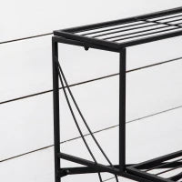 Portapiante in Ferro Battuto, Scaletta Porta Vasi da Esterno a 3 Livelli, Nero