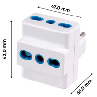 Ecova 30045 adattatore triplo spina 16a 3 prese bipasso bianco