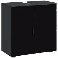 kleankin Mobile Sottolavabo Bagno in Legno con Armadietto 2 Ante, 60x30x60cm, Nero