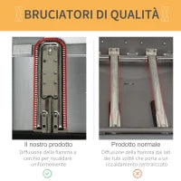 Barbecue a Gas con Coperchio, Bruciatori da 5.6kW, BBQ e Ruote, 104x49x99cm