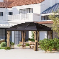 Gazebo da Giardino, Tenda da Festa, Padiglione da Festa, 4 Pareti Laterali, Impermeabile, 2 Ganci per Lanterne, 4 x 3 x 2.8 m, Marrone