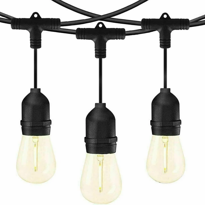 Catena luminosa da esterno 15 portalampade e27 14,4mt prese fisse lampadine non incluse