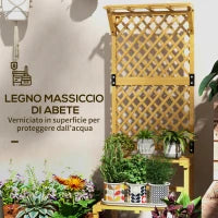 Fioriera con Grigliato a 2 Livelli con Tetto e Ripiani a Doghe, in Legno di Abete, 60x50x166 cm