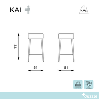 Kai, Set di 2 Sgabelli in microfibra Beige (33cm X 33cm H. 77,5cm)