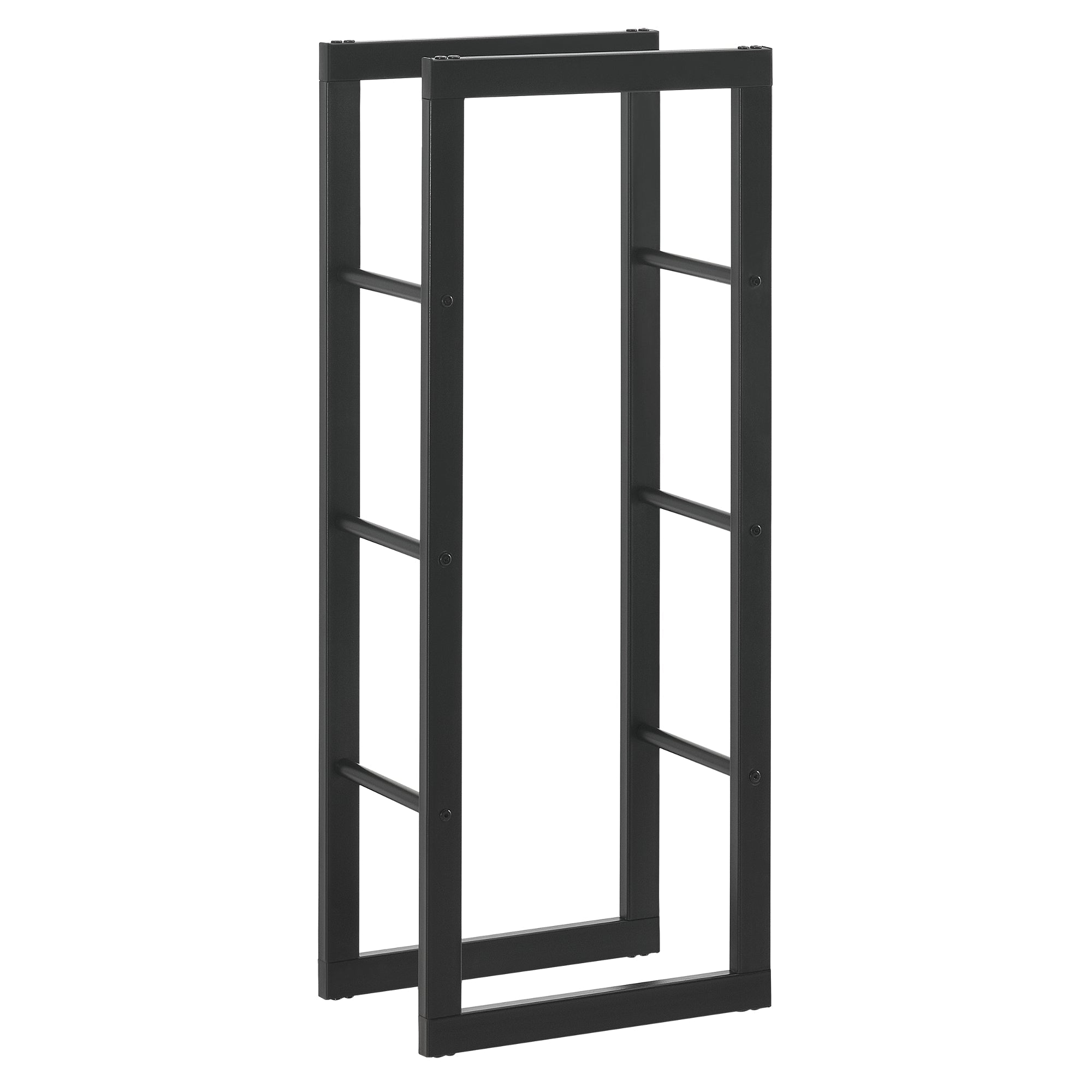 Robusta rastrelliera per legna solida portalegna porta legna da ardere stoccaggio efficiente per interni esterni in acciaio laccato 40 x 100 x 25 cm nero 03_0005956