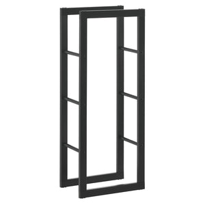 Robusta rastrelliera per legna solida portalegna porta legna da ardere stoccaggio efficiente per interni esterni in acciaio laccato 40 x 100 x 25 cm nero 03_0005956