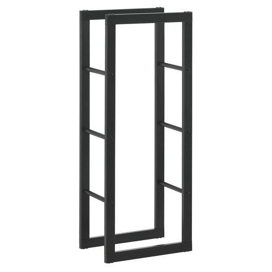 Robusta rastrelliera per legna solida portalegna porta legna da ardere stoccaggio efficiente per interni esterni in acciaio laccato 40 x 100 x 25 cm nero 03_0005956
