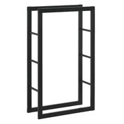 Robusta rastrelliera per legna solida portalegna porta legna da ardere stoccaggio efficiente per interni esterni in acciaio laccato 60 x 100 x 25 cm nero 03_0005962