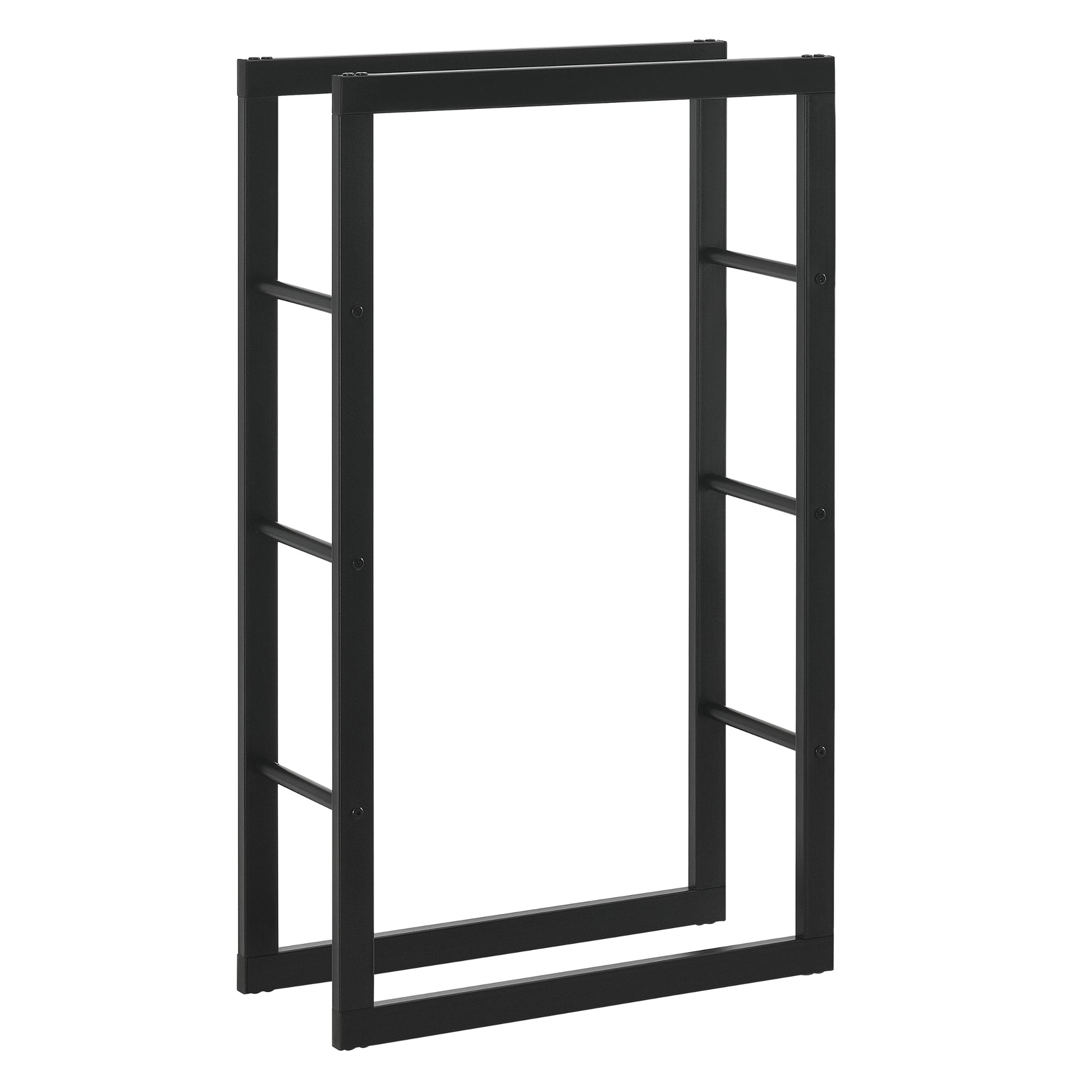 Robusta rastrelliera per legna solida portalegna porta legna da ardere stoccaggio efficiente per interni esterni in acciaio laccato 60 x 100 x 25 cm nero 03_0005962