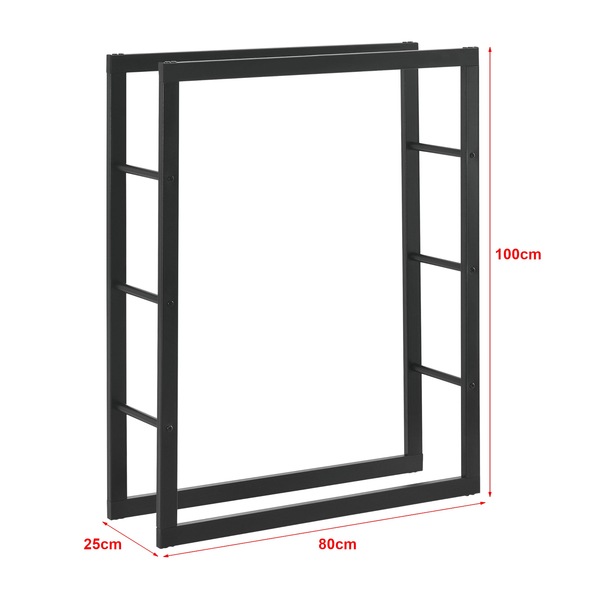 Portalegna 'Täby' (LxPxA) 80 x 25 x 100 cm Deposito per Legna da Ardere Supporto Tronchi Scaffale in Acciaio da Legnaia
