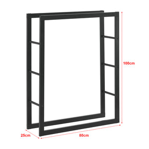 Portalegna 'Täby' (LxPxA) 80 x 25 x 100 cm Deposito per Legna da Ardere Supporto Tronchi Scaffale in Acciaio da Legnaia
