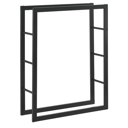 Robusta rastrelliera porta legna solida porta legna da ardere stoccaggio efficiente per interni esterni acciaio laccato 80 x 100 x 25 cm nero 03_0005966
