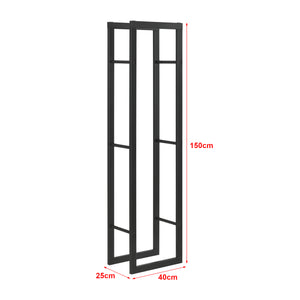 Portalegna 'Täby' (LxPxA) 40 x 25 x 150 cm Deposito per Legna da Ardere Supporto Tronchi Scaffale in Acciaio da Legnaia