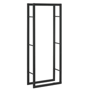 Robusta rastrelliera portalegna solida portalegna da ardere stoccaggio efficiente per interni esterni in acciaio laccato 60 x 150 x 25 cm nero 03_0005965