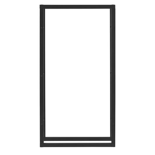 Robusta rastrelliera porta legna solida porta legna da ardere stoccaggio efficiente per interni esterni acciaio laccato 80 x 150 x 25 cm nero 03_0005969