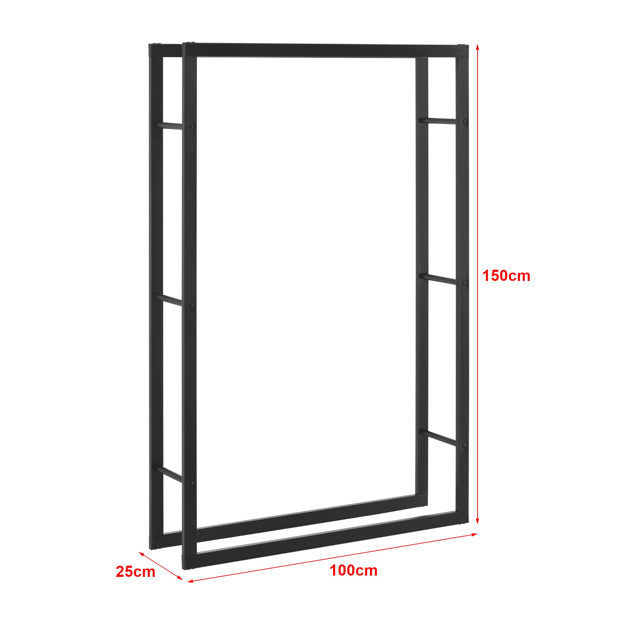 Portalegna 'Täby' (LxPxA) 100 x 25 x 150 cm Deposito per Legna da Ardere Supporto Tronchi Scaffale in Acciaio da Legnaia
