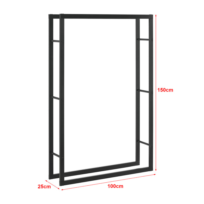 Portalegna 'Täby' (LxPxA) 100 x 25 x 150 cm Deposito per Legna da Ardere Supporto Tronchi Scaffale in Acciaio da Legnaia