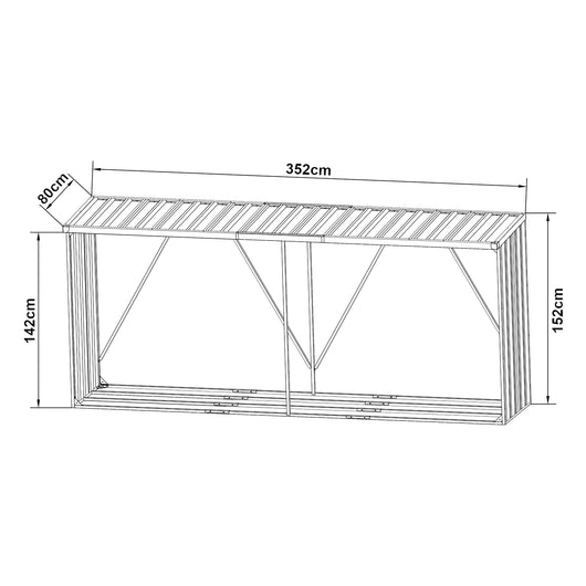 Deposito legna coperto con telo di protezione rastrelliera per legna da ardere deposito legna coperto 352 x 80 x 152 cm antracite 03_0008841